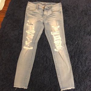 Distressed American Eagle light wash jeans